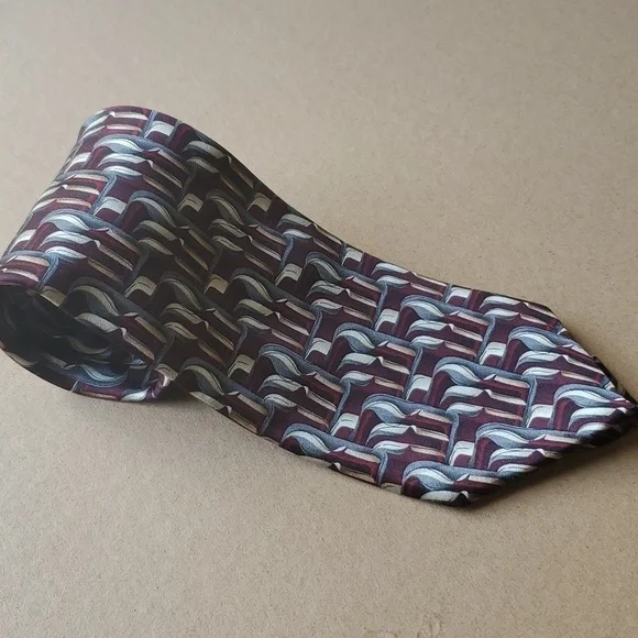 Beatles Birthday silk tie Apple Corp Llc. Maroon & Gray one size - Picture 4 of 8